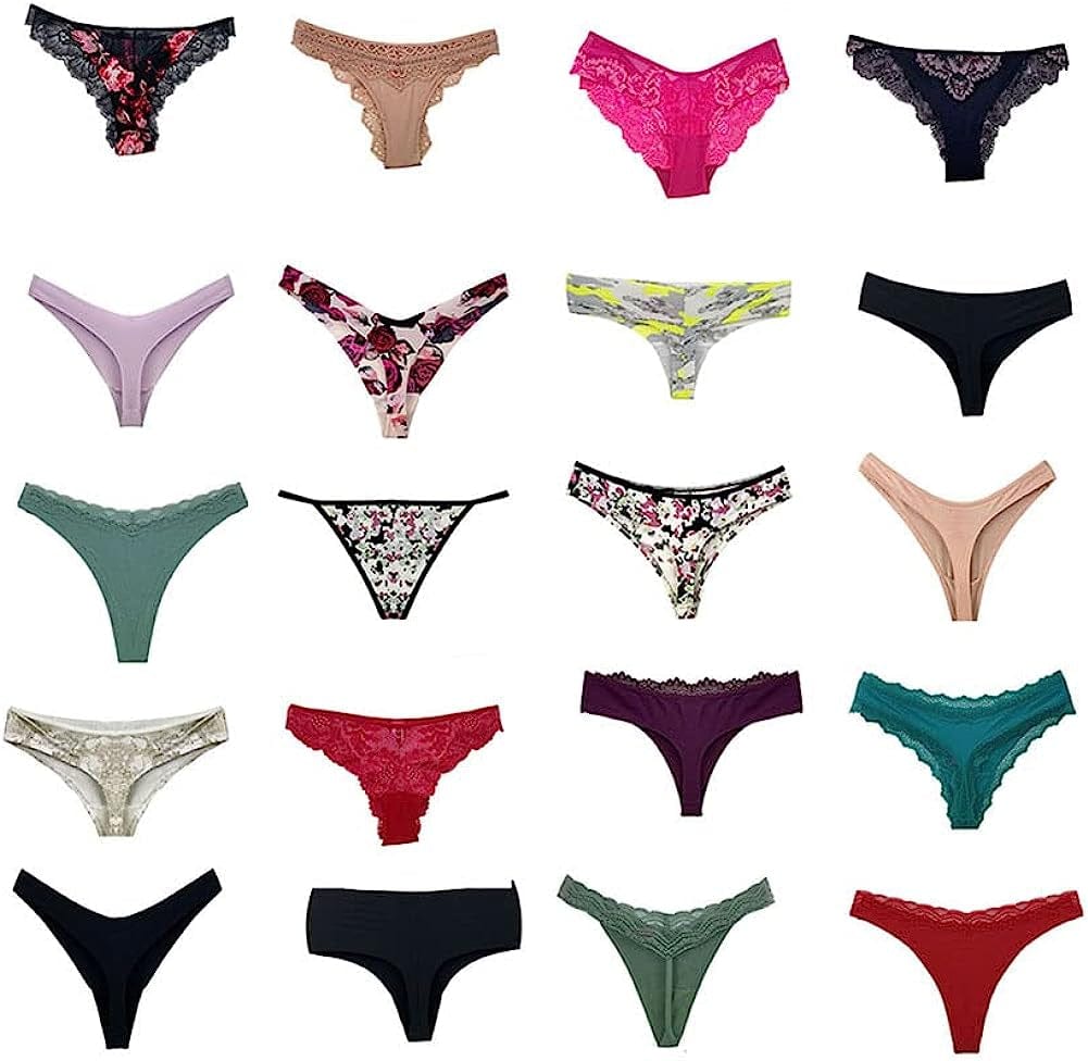 Mobartwo Women Sexy Variety Assorted Thong Underwear Pack Sexy G String T-Back Thongs Set Funny Panties Bulk Undies