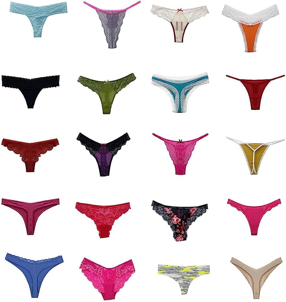 Mobartwo Women Sexy Variety Assorted Thong Underwear Pack Sexy G String T-Back Thongs Set Funny Panties Bulk Undies