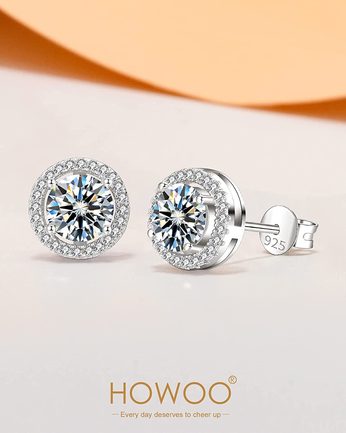 Moissanite Earrings for Women, Diamond Earring 925 Sterling Silver Studs White Gold Plated DF Color 2CT Jewelry Christmas Gift for Lady Wife Mother Girlfriend