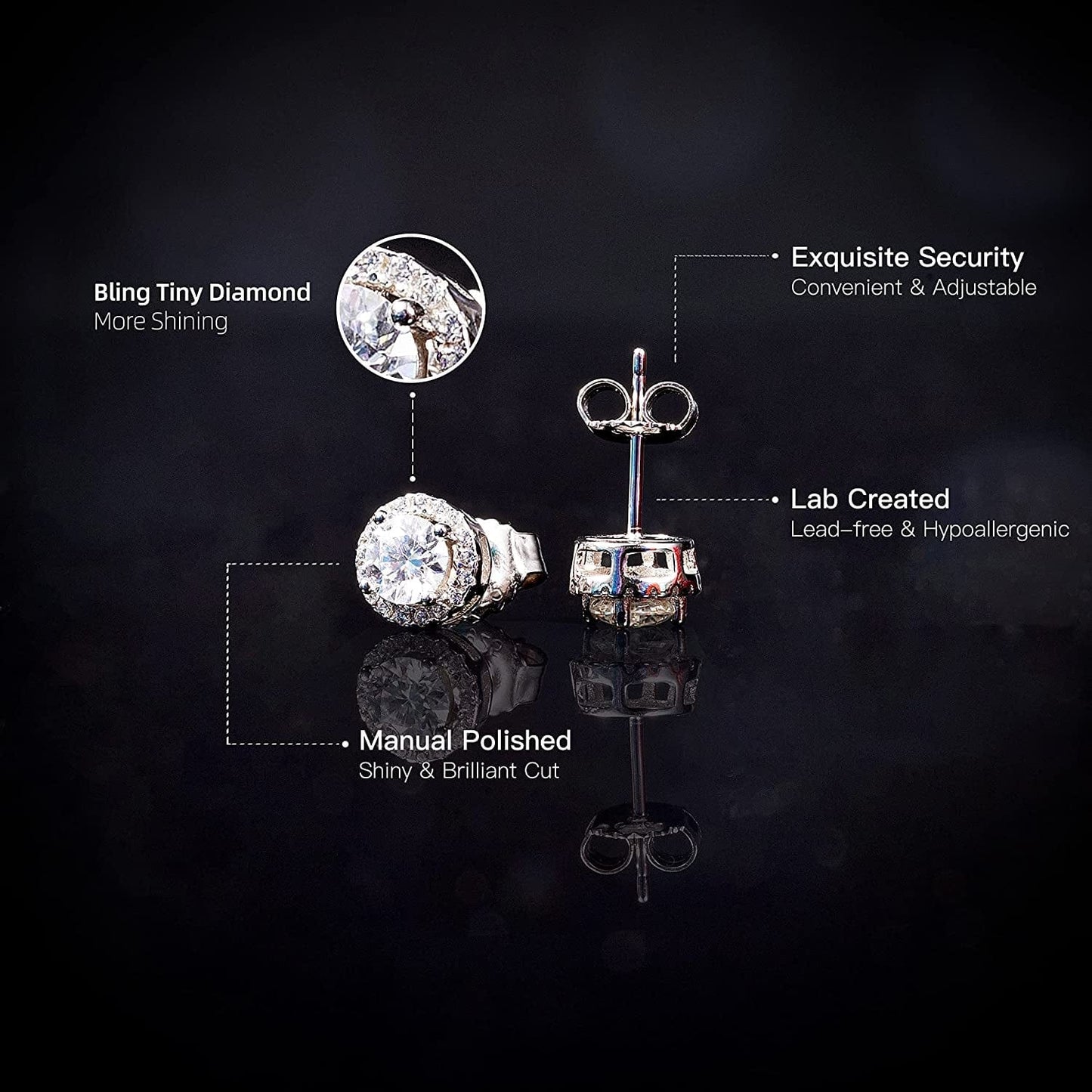 Moissanite Stud Earrings 1Ct DF Color Lab Created Diamond Cut Earrings 18K White Gold Plated VVS1 for Women Men Hypoallergenic