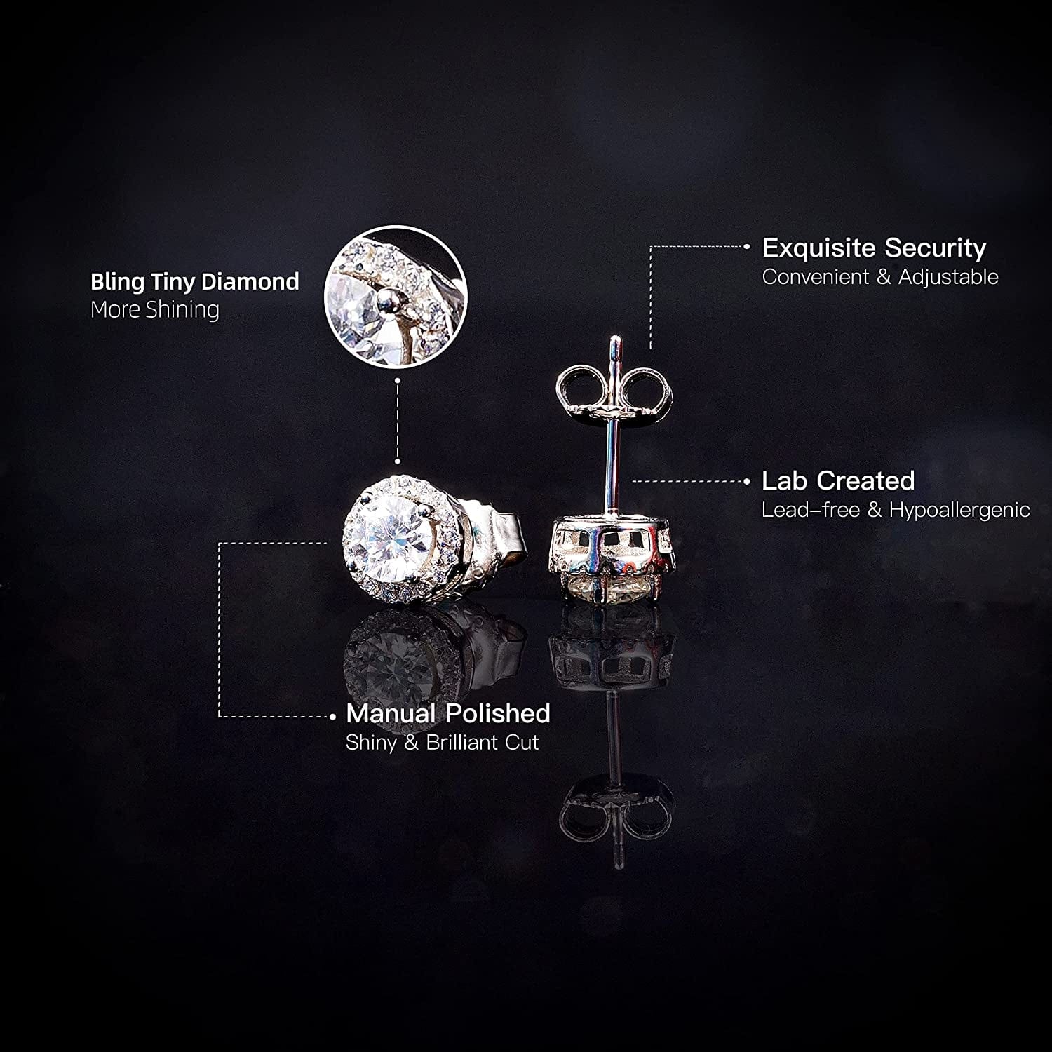 Moissanite Stud Earrings 1Ct DF Color Lab Created Diamond Cut Earrings 18K White Gold Plated VVS1 for Women Men Hypoallergenic