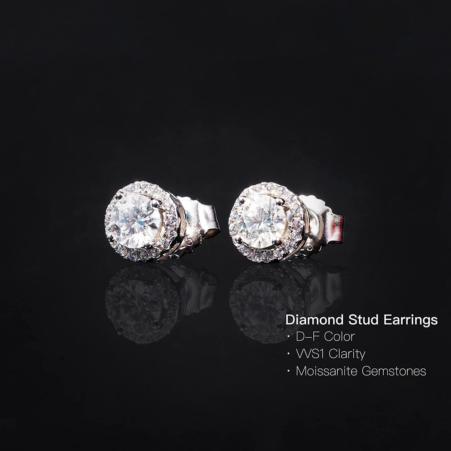 Moissanite Stud Earrings 1Ct DF Color Lab Created Diamond Cut Earrings 18K White Gold Plated VVS1 for Women Men Hypoallergenic