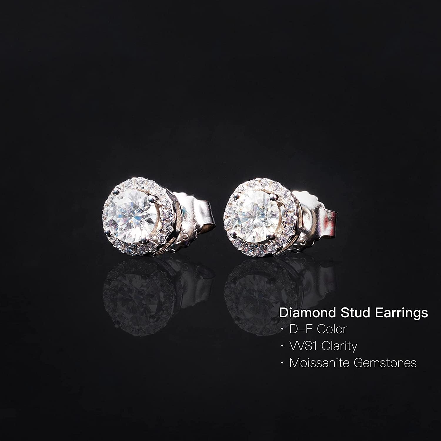 Moissanite Stud Earrings 1Ct DF Color Lab Created Diamond Cut Earrings 18K White Gold Plated VVS1 for Women Men Hypoallergenic