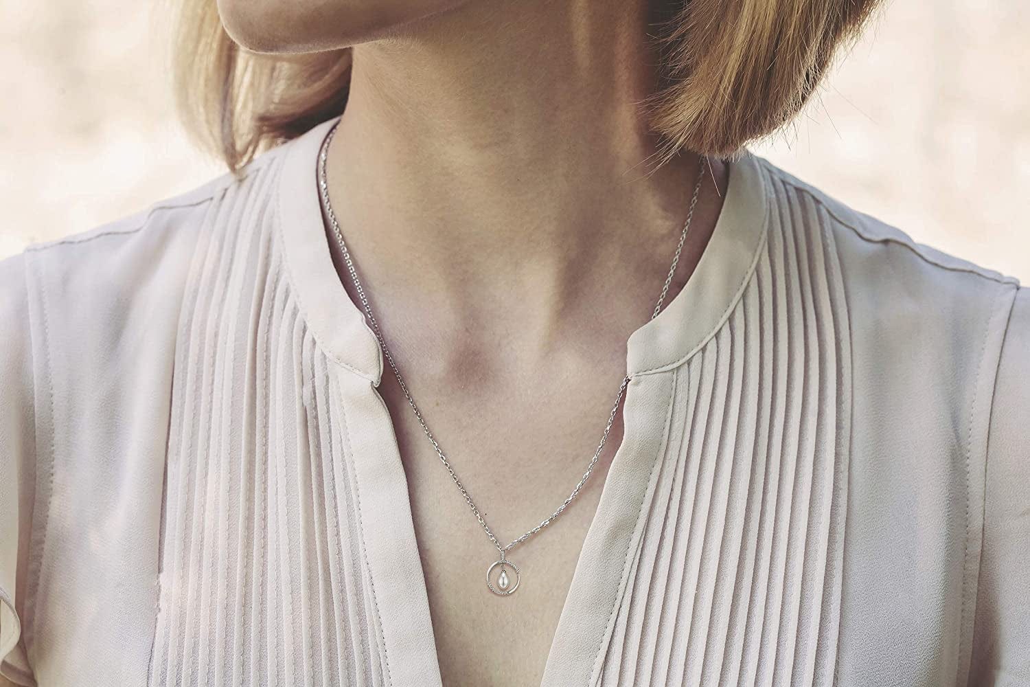 Mom Gifts, Bonus Mom Gifts from Daughter/Bride, Mothersday Gifts for Mother in Law/Step Mother Wedding Gift, Sterling Silver Single Pearl Necklace for Women