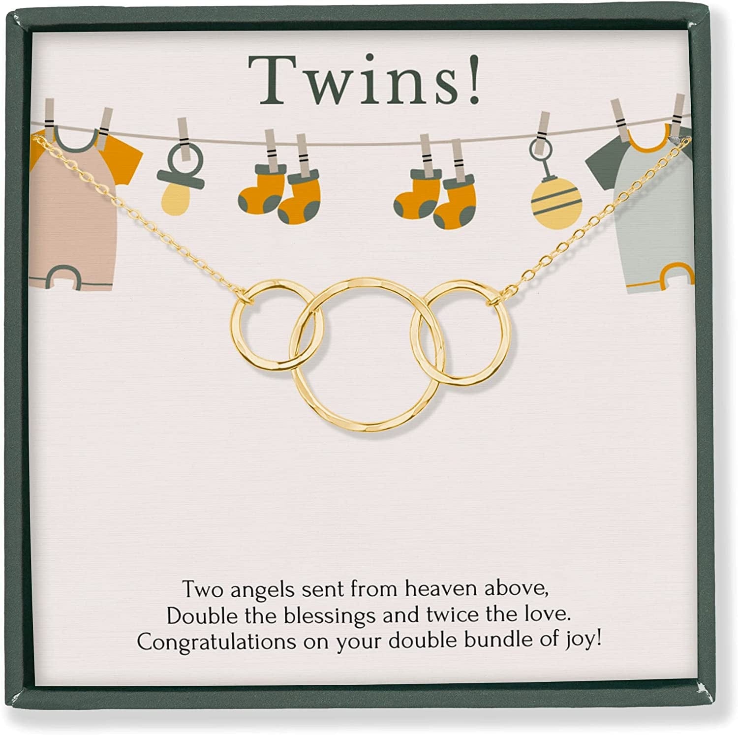 Mom to Be Gift Necklace - First Time Mom Gift for Expecting Mother - Pregnancy Gifts for First Time Moms - New Mom Jewelry - New Mom Gifts for Women - Pregnant Mom Gifts 14K GOLD VERMEIL / TWINS (BA1)