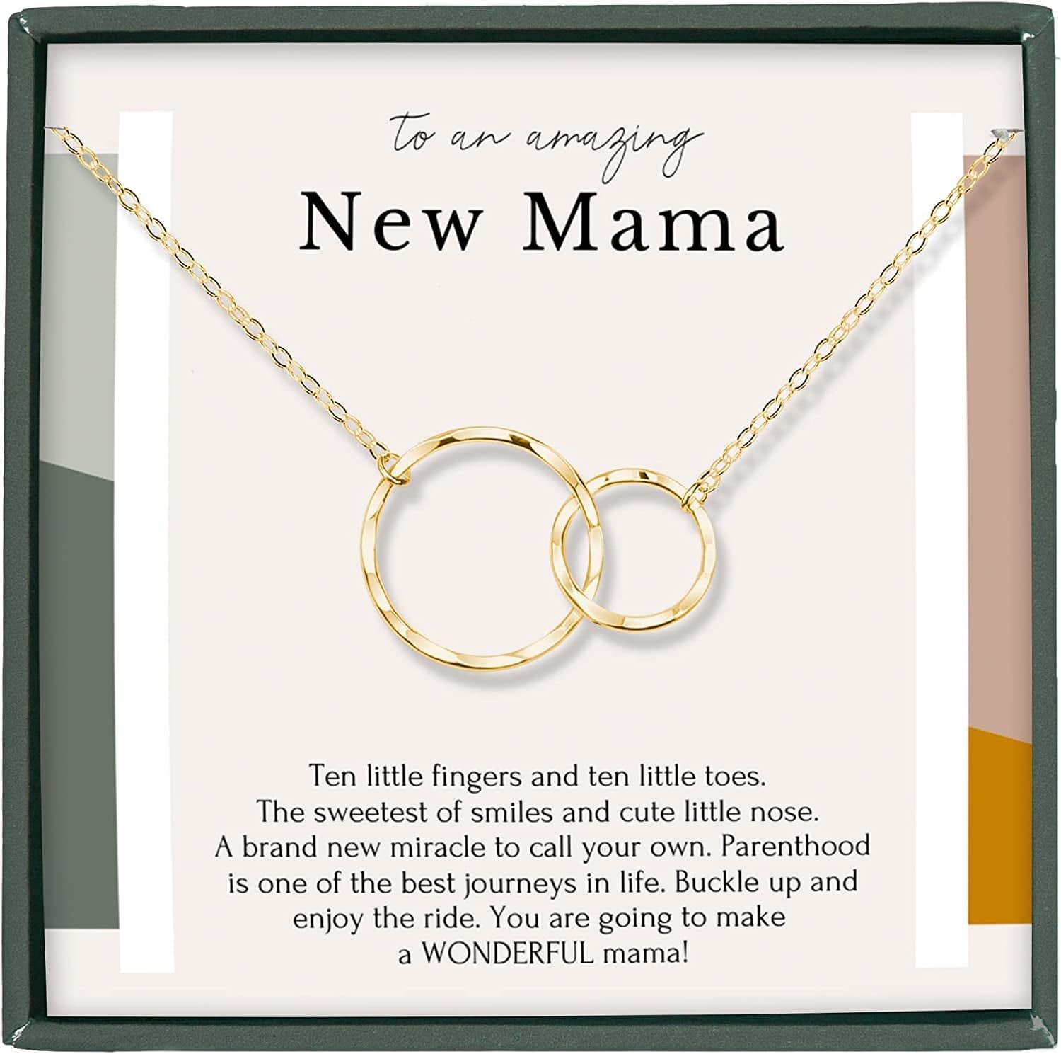 Mom to Be Gift Necklace - First Time Mom Gift for Expecting Mother - Pregnancy Gifts for First Time Moms - New Mom Jewelry - New Mom Gifts for Women - Pregnant Mom Gifts 14K GOLD VERMEIL / NEW MAMA (FM37)