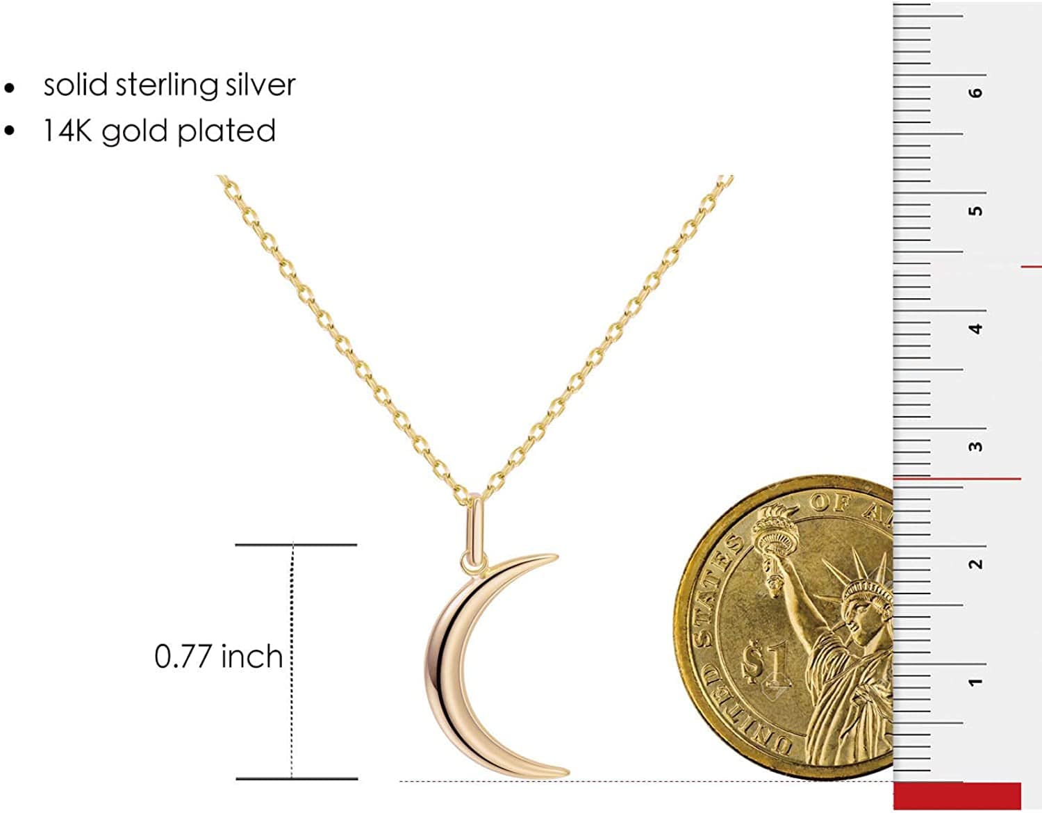 Moon Necklace Dainty Moon Necklaces for Women Sterling Silver Necklace