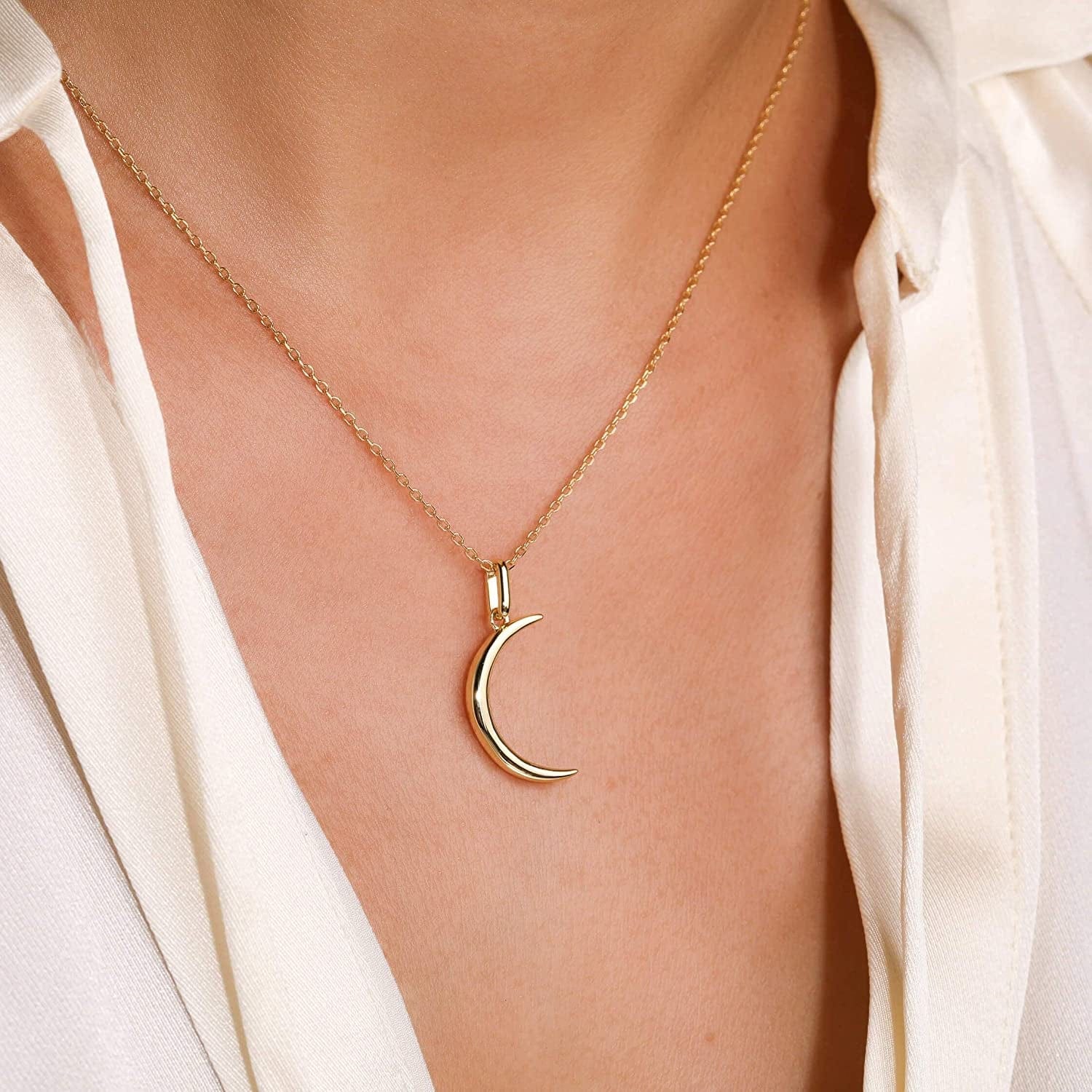 Moon Necklace Dainty Moon Necklaces for Women Sterling Silver Necklace