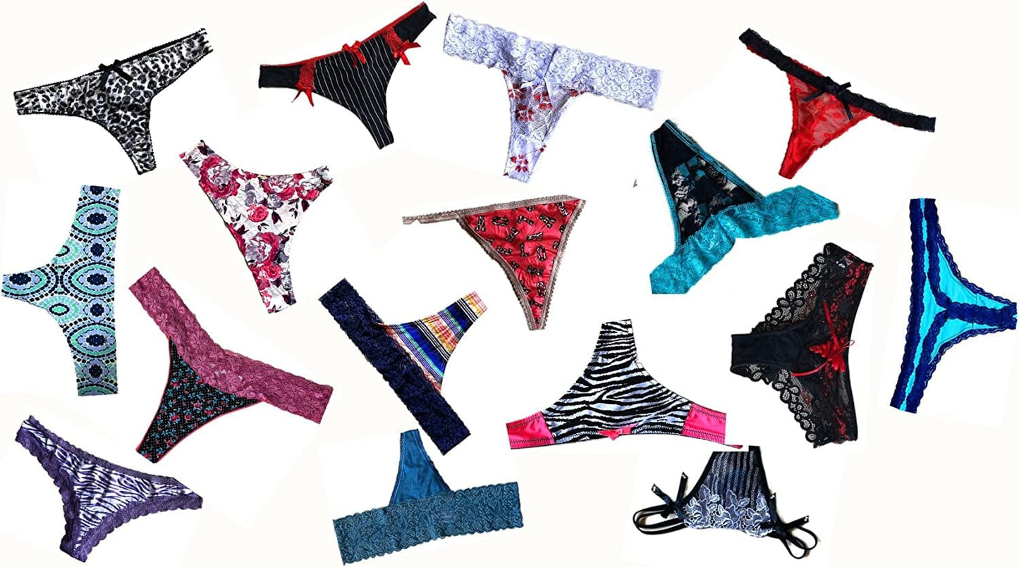 Morvia Varieties of Women Thong Pack Lacy Tanga G-String Bikini Underwear Panties