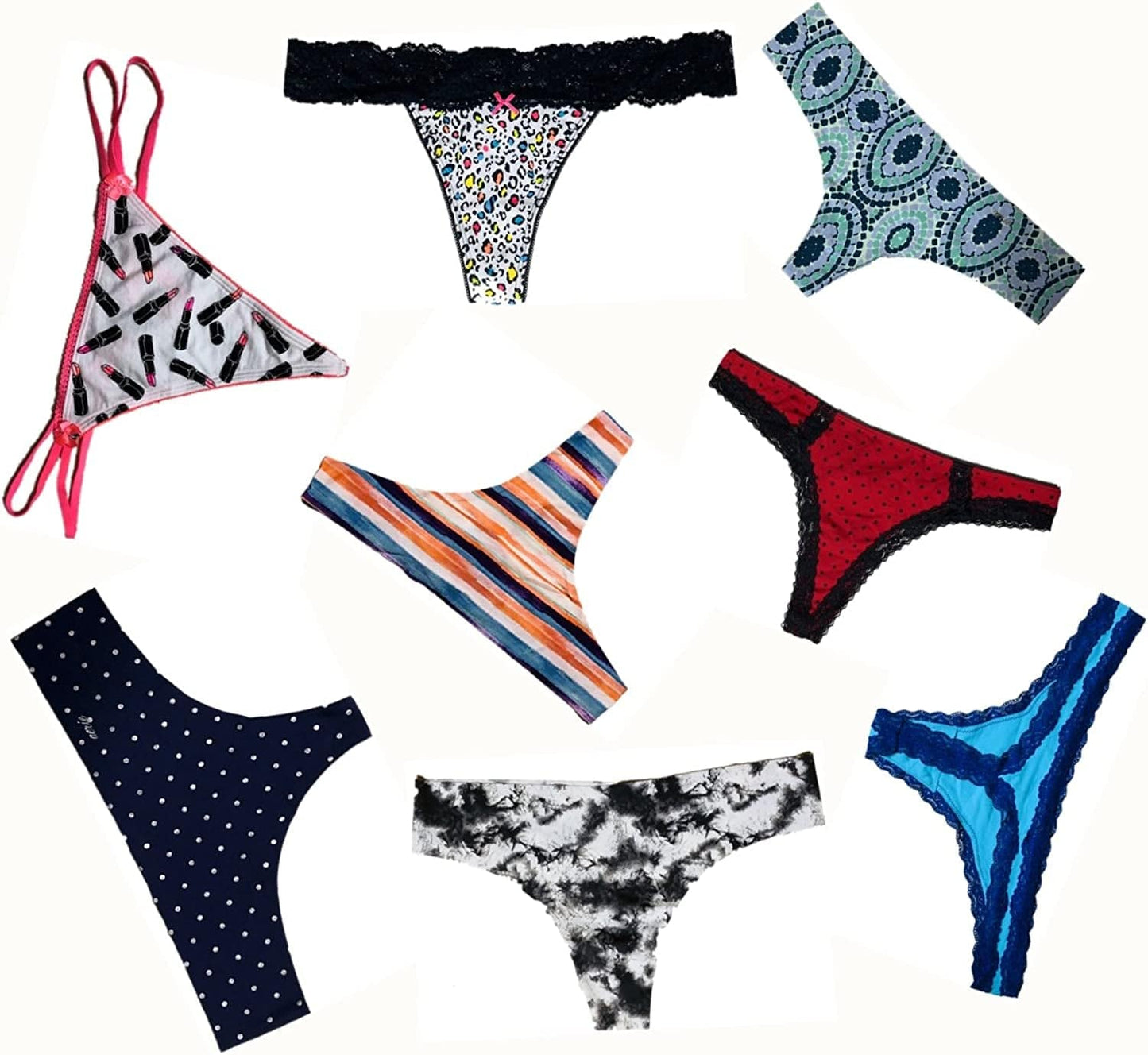 Morvia Varieties of Women Thong Pack Lacy Tanga G-String Bikini Underwear Panties