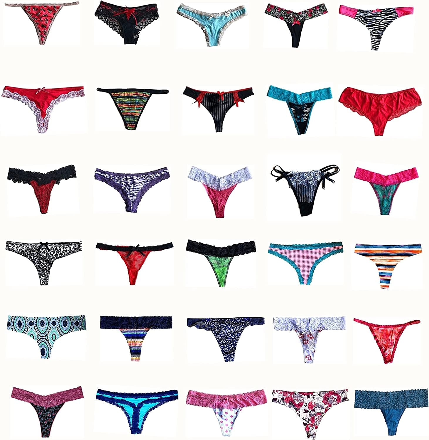 Morvia Varieties of Women Thong Pack Lacy Tanga G-String Bikini Underwear Panties