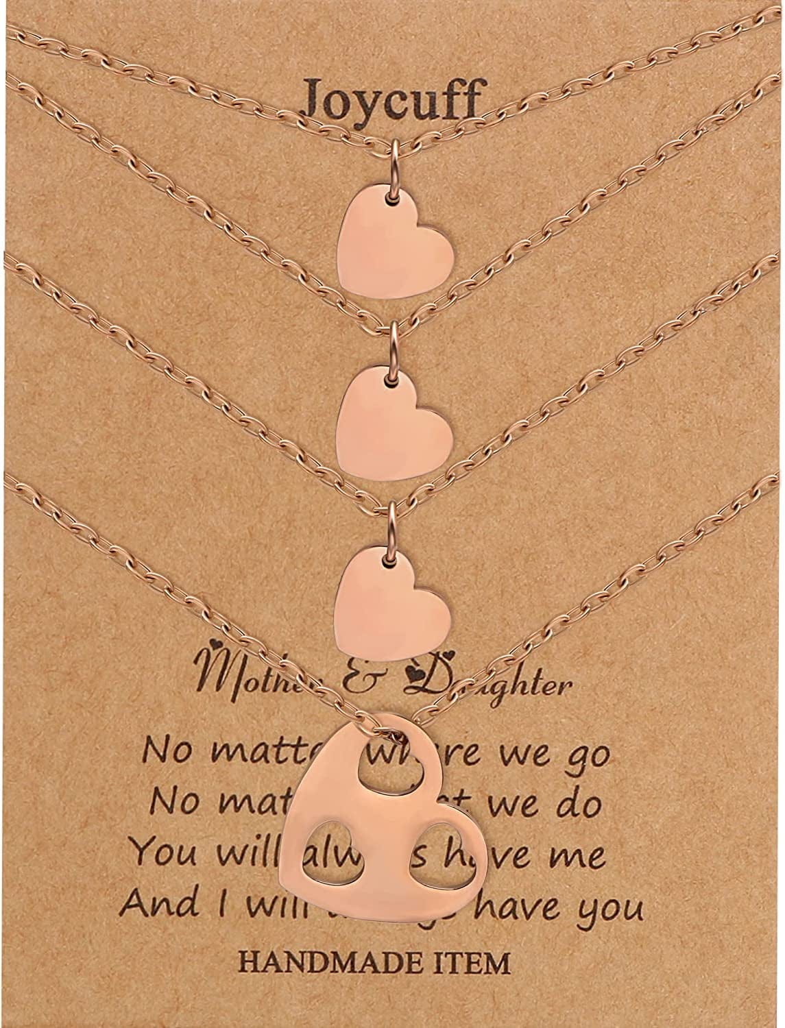 Mother Daughter Matching Necklace Gifts for Mama Necklace for Women Mommy and Me Jewelry for Birthday Christmas Rose Gold / Heart*-3 Daughters