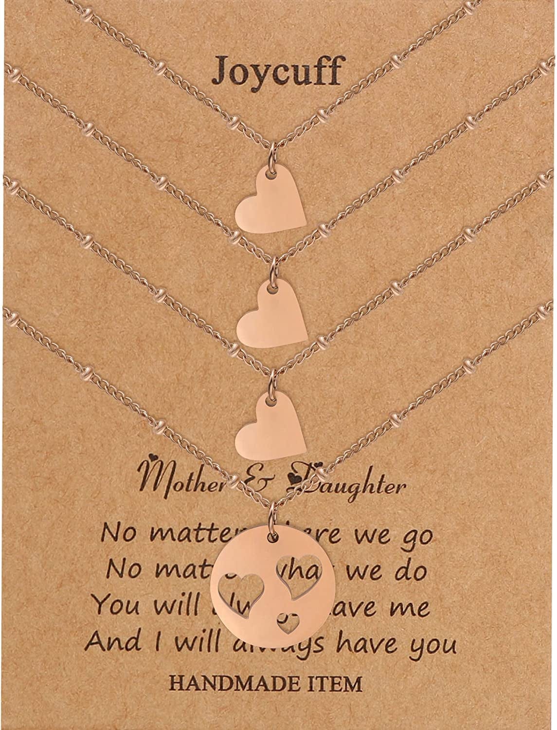 Mother Daughter Matching Necklace Gifts for Mama Necklace for Women Mommy and Me Jewelry for Birthday Christmas Rose Gold / Heart-3 Daughters