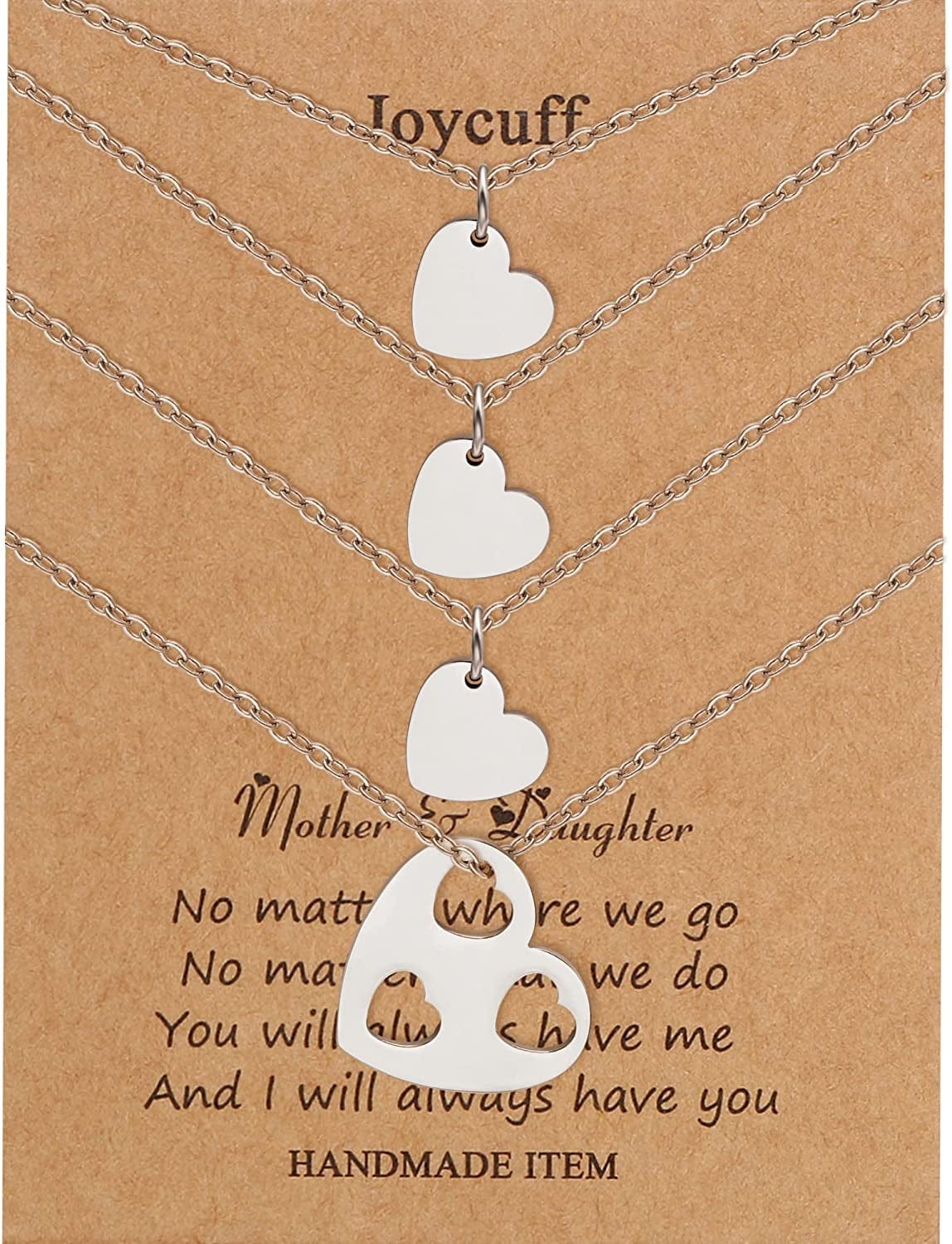 Mother Daughter Matching Necklace Gifts for Mama Necklace for Women Mommy and Me Jewelry for Birthday Christmas Silver / Heart*-3 Daughters