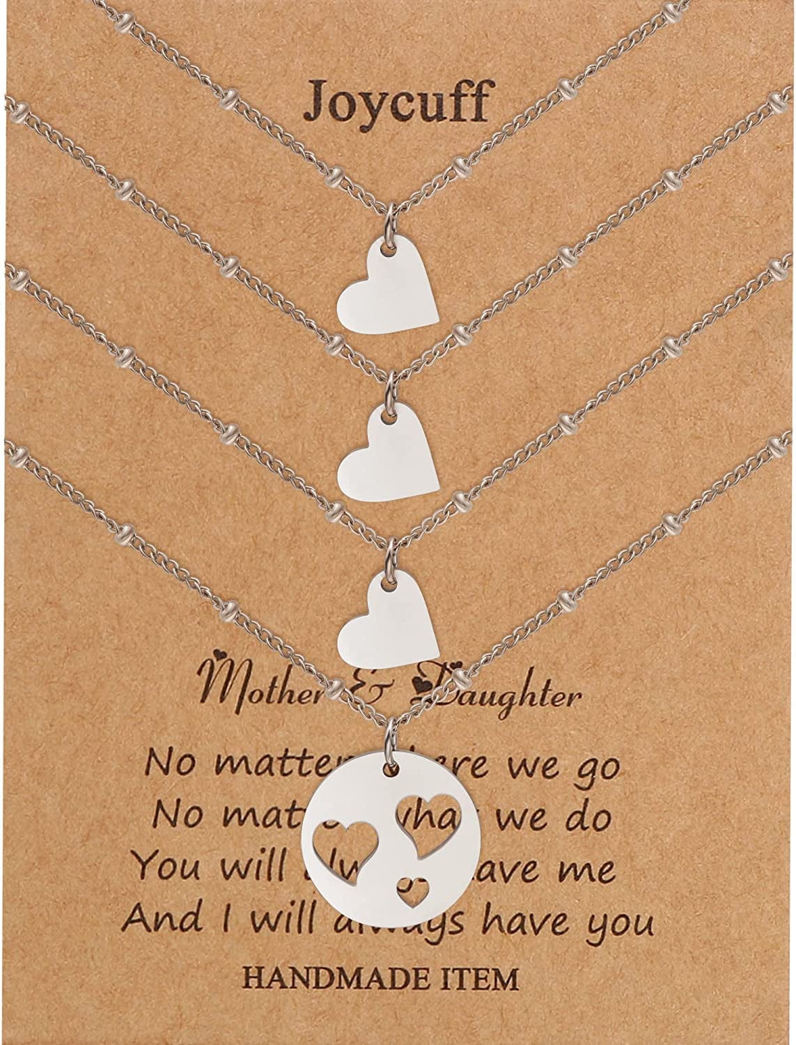 Mother Daughter Matching Necklace Gifts for Mama Necklace for Women Mommy and Me Jewelry for Birthday Christmas Silver / Heart-3 Daughters