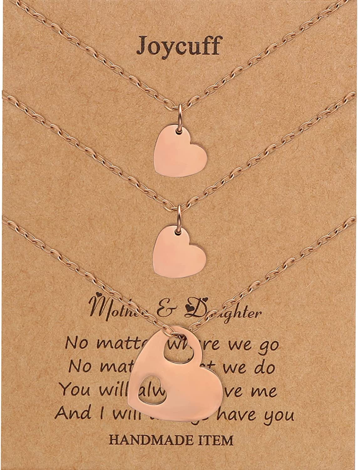 Mother Daughter Matching Necklace Gifts for Mama Necklace for Women Mommy and Me Jewelry for Birthday Christmas Rose Gold / Heart*-2 Daughters