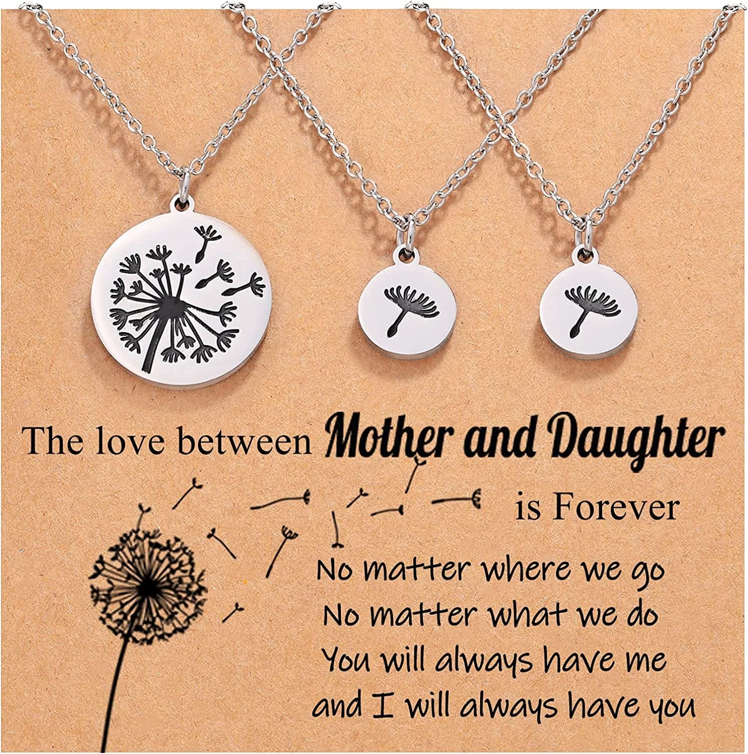 Mother Daughter Necklace Set for 2/3 Mothers Day Gifts for Mom Daughter 3PCS