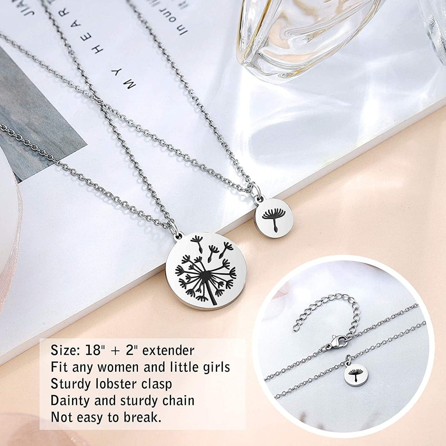 Mother Daughter Necklace Set for 2/3 Mothers Day Gifts for Mom Daughter