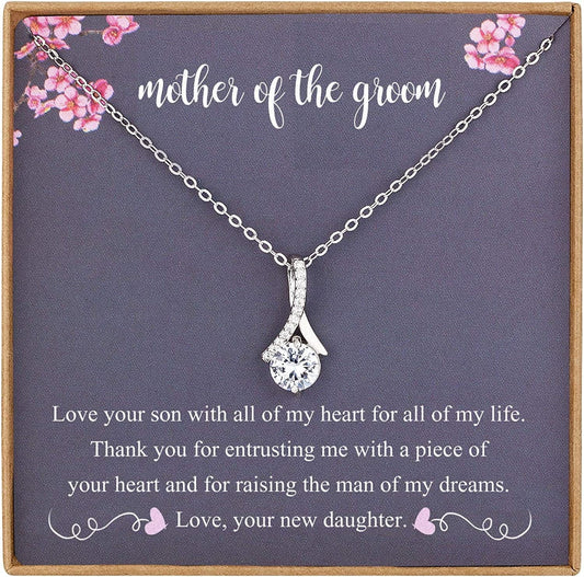 Mother of the Groom Gifts, 925 Sterling Silver Necklace for Mother in Law, Necklace Gift for Mom on Wedding Day, Mother in Law Birthday Gift