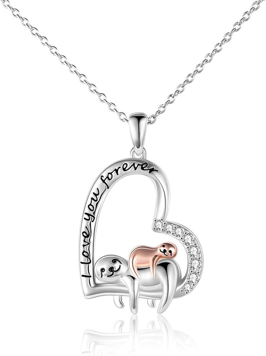 Mother'S Day Gifts for Mother from Daughter 925 Sterling Silver Animal Necklace for Mom Women Jewelry Gifts 1- Heart Sloth