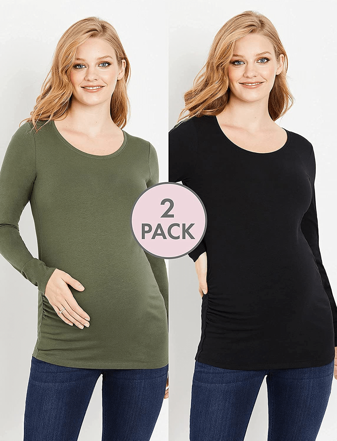 Motherhood Maternity Women'S Bumpstart 2 Pack Long Sleeve Tee Shirts Apparel & Accessories > Clothing > Activewear Kylie Max