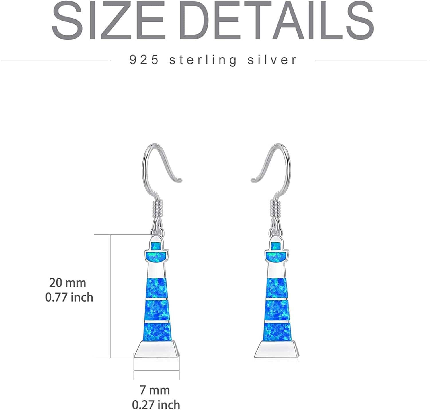 Mothers Day Gifts 925 Sterling Silver Lighthouse Y Necklace /Opal Lighthouse Dangle Earrings Lighthouse Jewelry Gifts for Women Girls Girlfriend Lover
