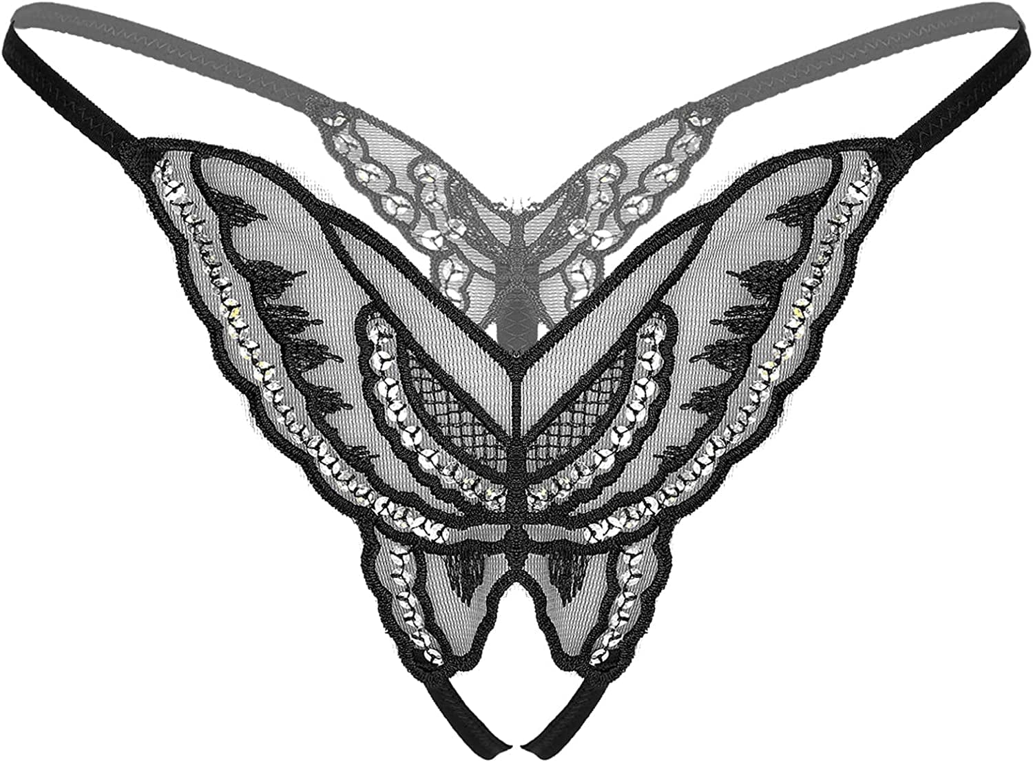 Msemis Women Lace Thongs Tanga V-String Panties Mini Bikini G-String T Back Underwear Lingerie Black Type a