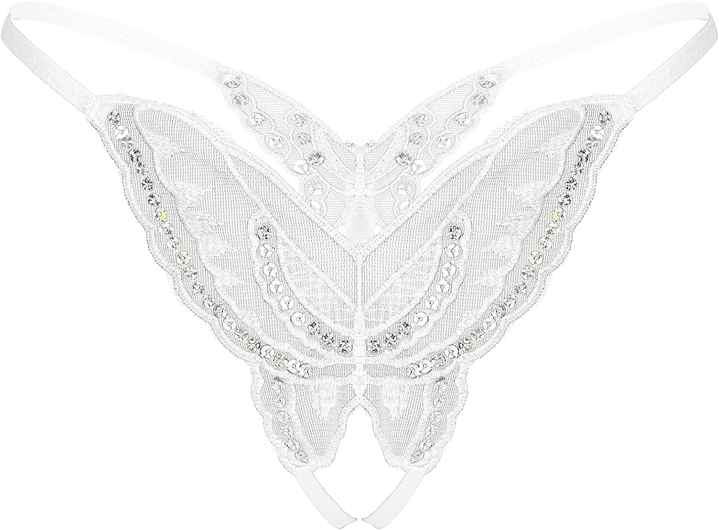 Msemis Women Lace Thongs Tanga V-String Panties Mini Bikini G-String T Back Underwear Lingerie White Type a