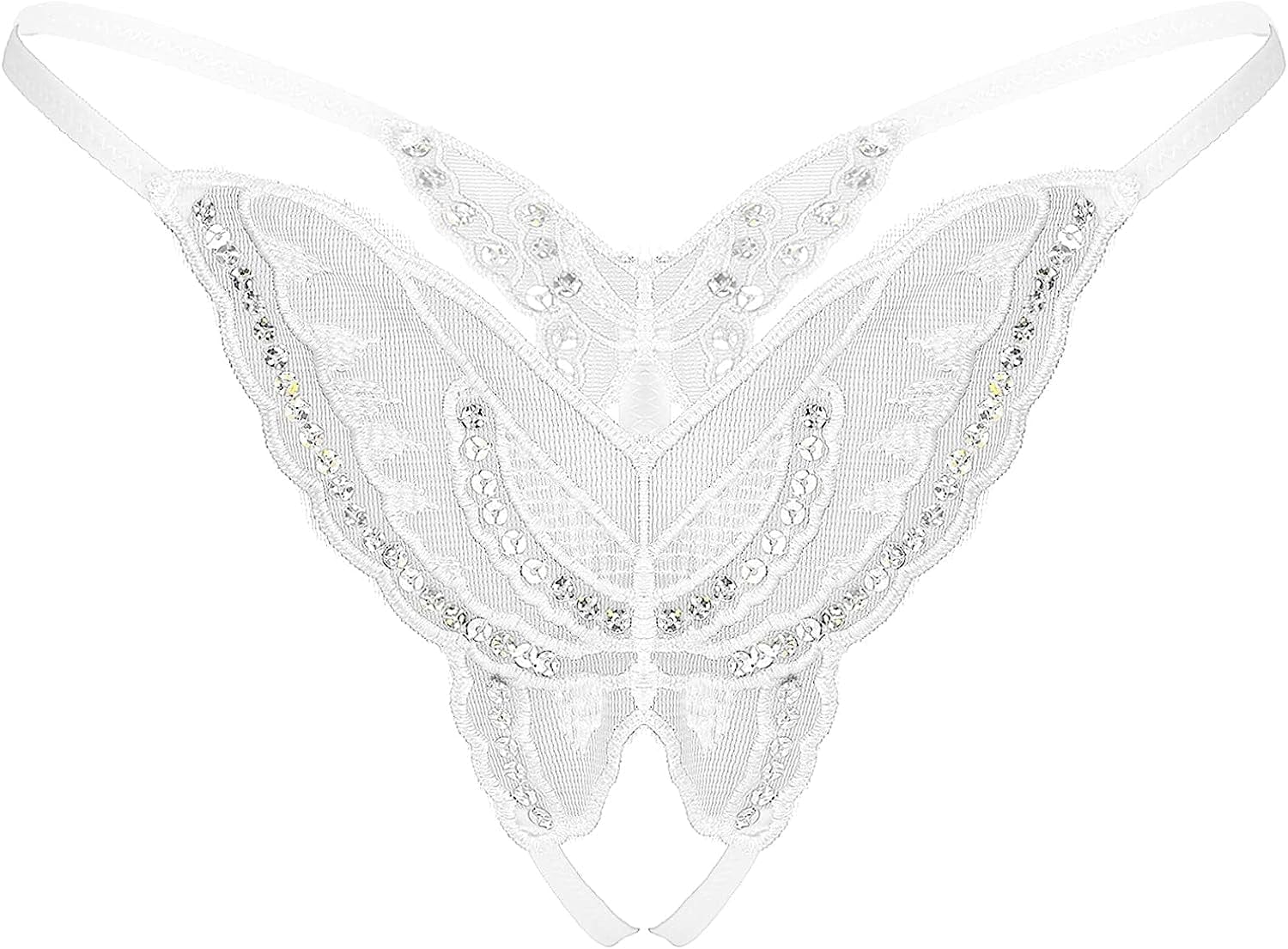 Msemis Women Lace Thongs Tanga V-String Panties Mini Bikini G-String T Back Underwear Lingerie White Type a