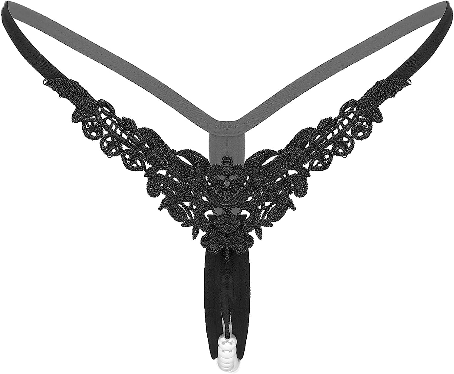 Msemis Women Lace Thongs Tanga V-String Panties Mini Bikini G-String T Back Underwear Lingerie Black Type B