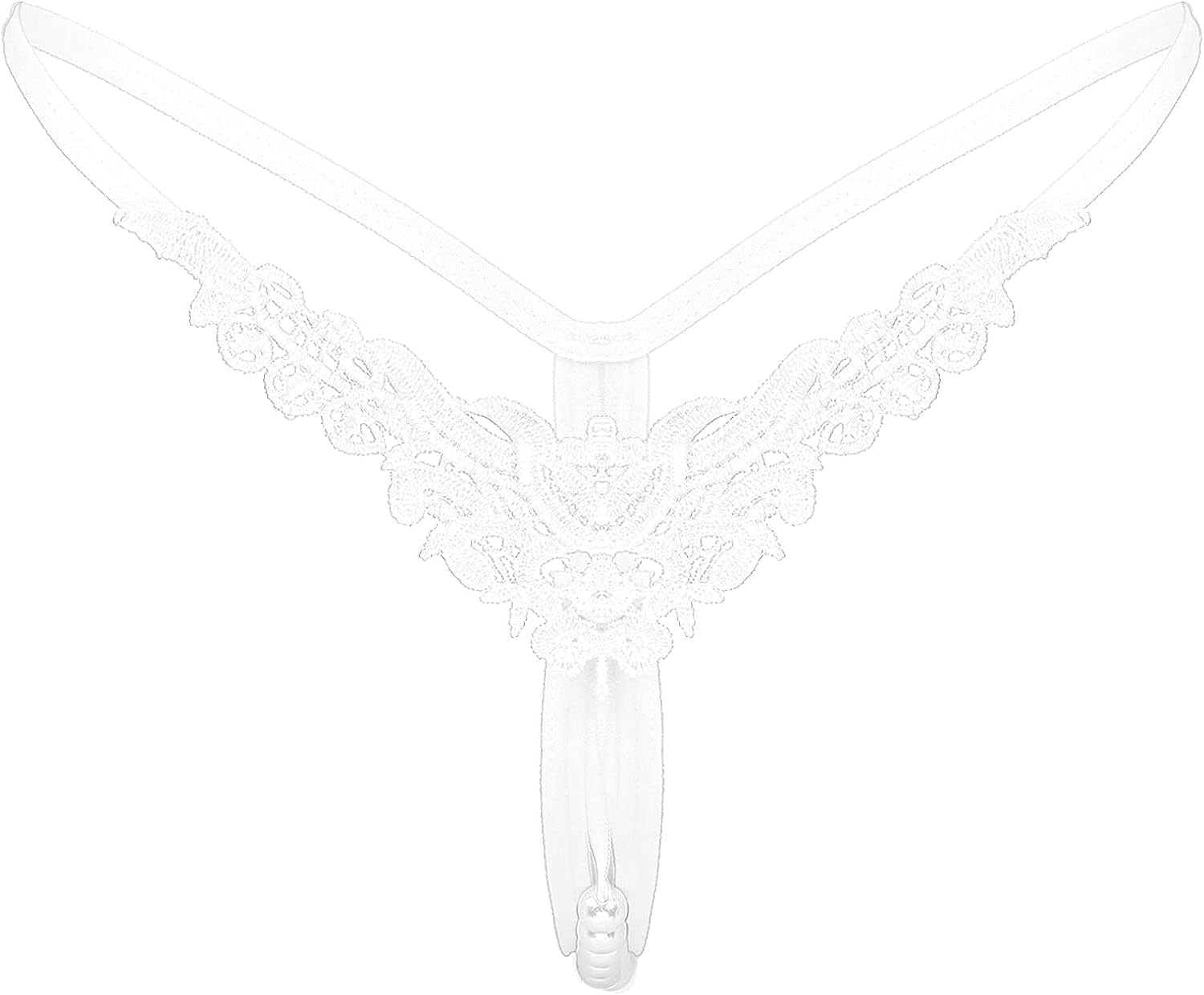 Msemis Women Lace Thongs Tanga V-String Panties Mini Bikini G-String T Back Underwear Lingerie White Type B