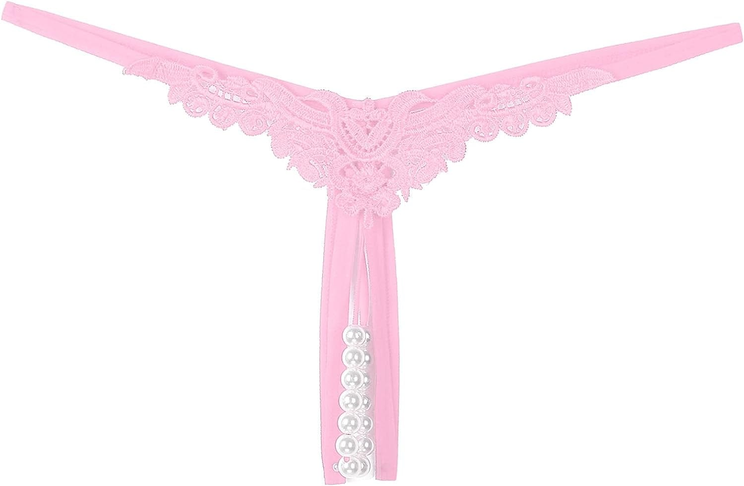 Msemis Women Lace Thongs Tanga V-String Panties Mini Bikini G-String T Back Underwear Lingerie