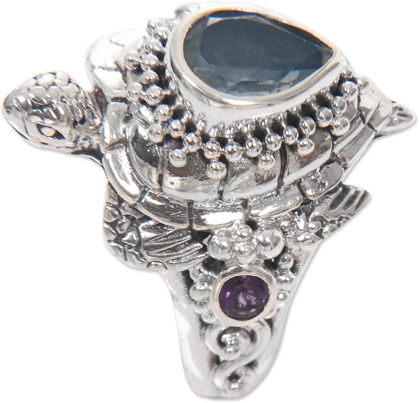 Multi Gem .925 Sterling Silver Ocean Life Cocktail Ring, Sea Turtle Enchantment'