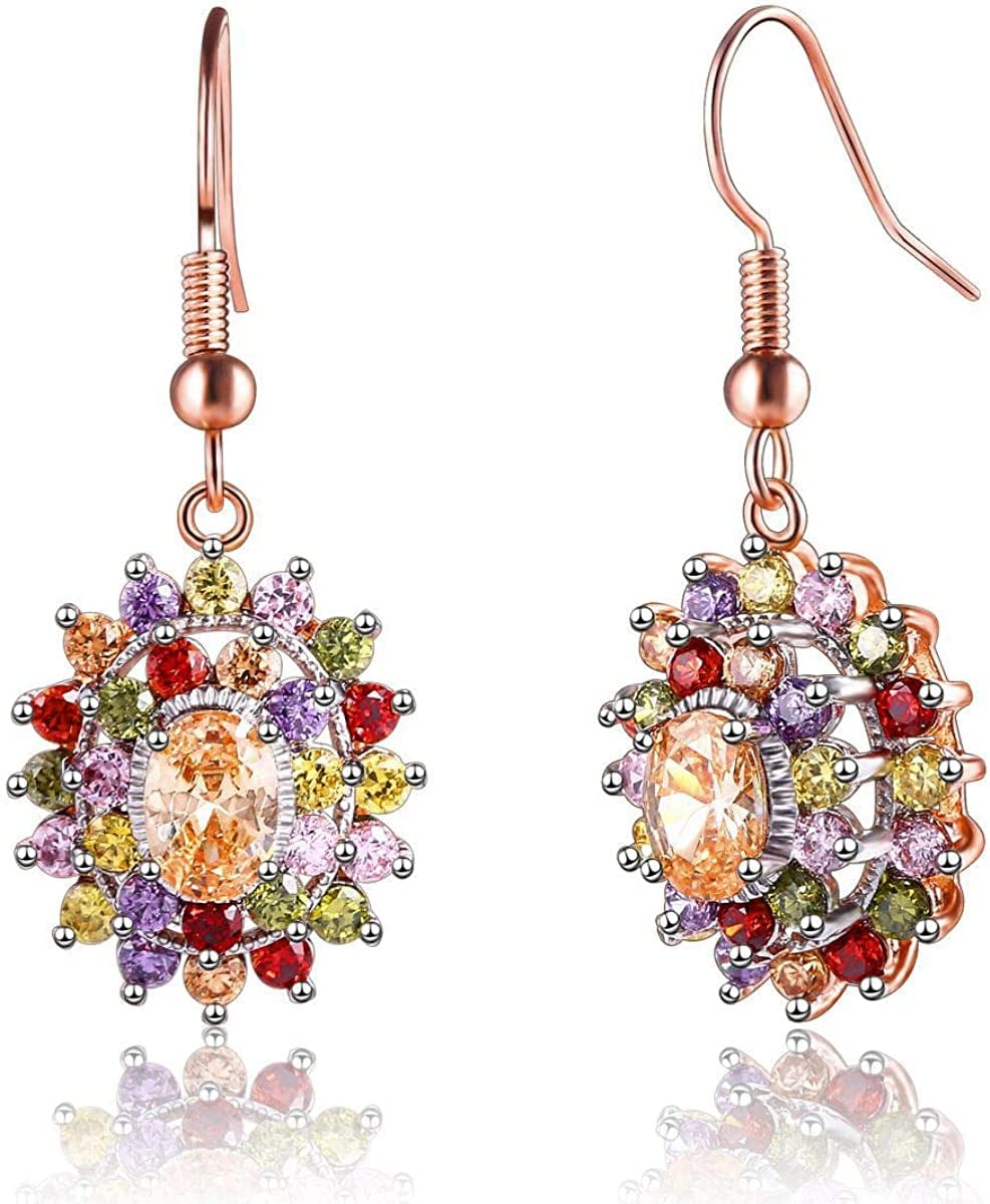 Multicolor AAA Grade Cubic Zirconia Rhodium Rose Gold Plated Multi-Stone Ring for Women Girl Party Club Fashion Jewelry Size 5 6 7 8 9 10 Earring / Earrings