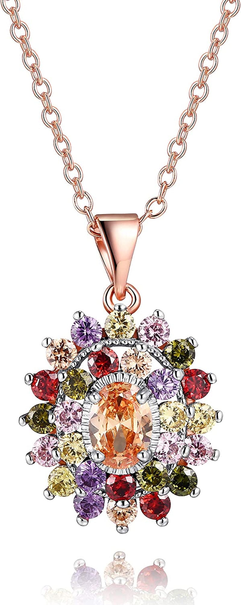 Multicolor AAA Grade Cubic Zirconia Rhodium Rose Gold Plated Multi-Stone Ring for Women Girl Party Club Fashion Jewelry Size 5 6 7 8 9 10 Pendant / 0