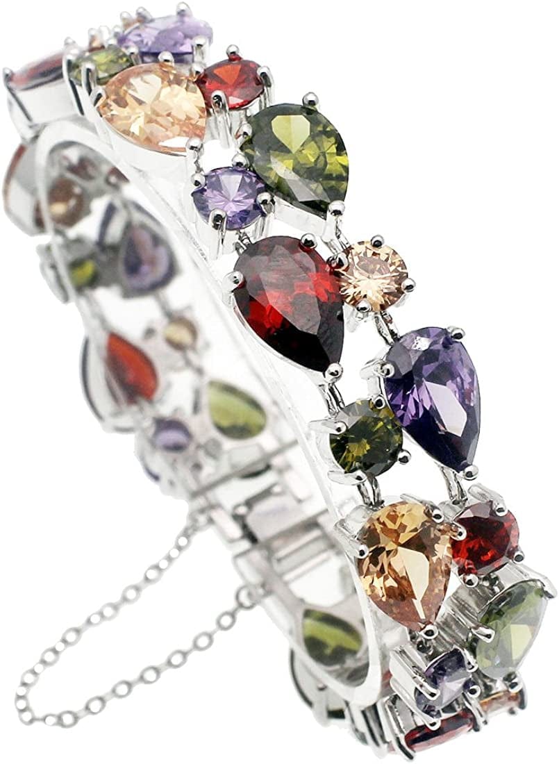 Multicolor Bracelets for Women Cubic Zirconia Tennis Bracelets Necklace Earrings Jewelry Sets Bridal Jewelry Gift for Mom Wife Bracelets 18CM