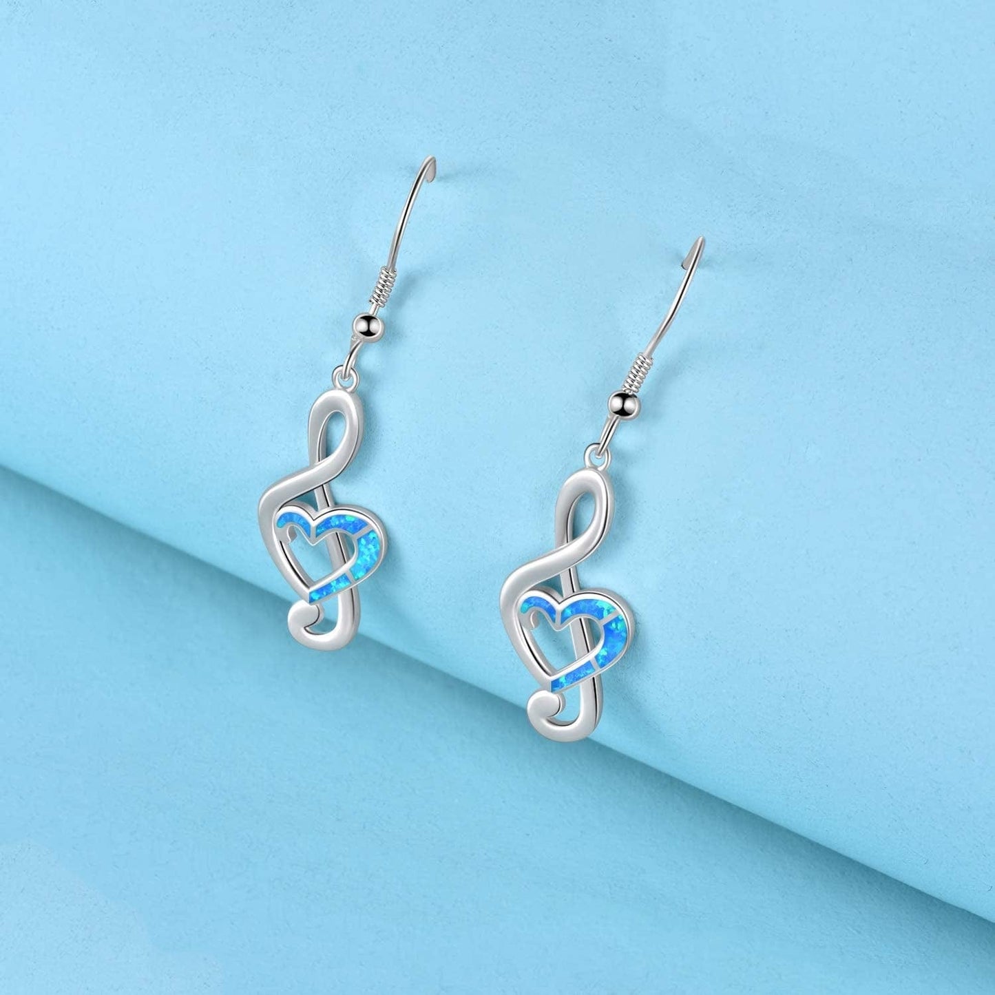 Music Note Earrings Sterling Silver Created Opal Musical Jewelry for Music Lovers Music Gifts for Women Teacher Dancer Her