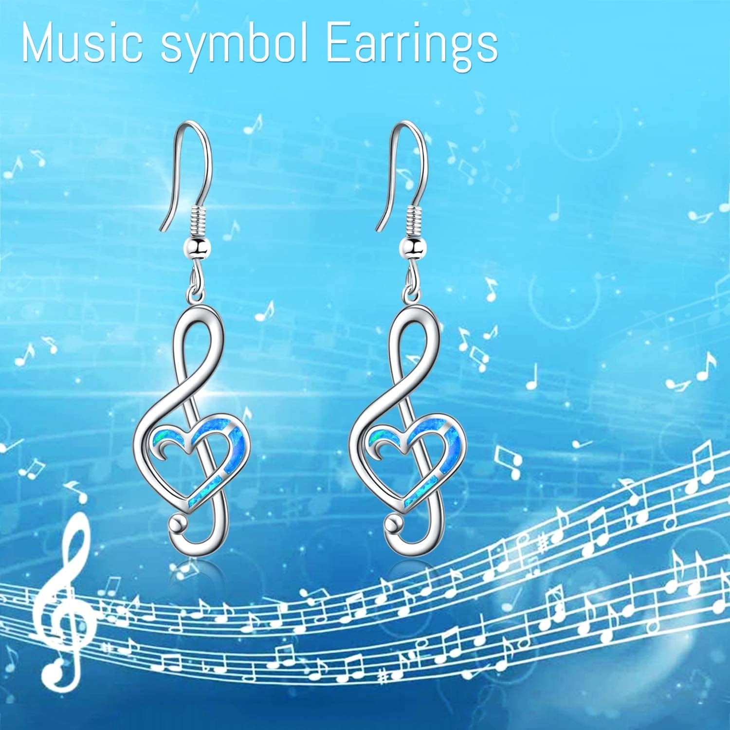 Music Note Earrings Sterling Silver Created Opal Musical Jewelry for Music Lovers Music Gifts for Women Teacher Dancer Her