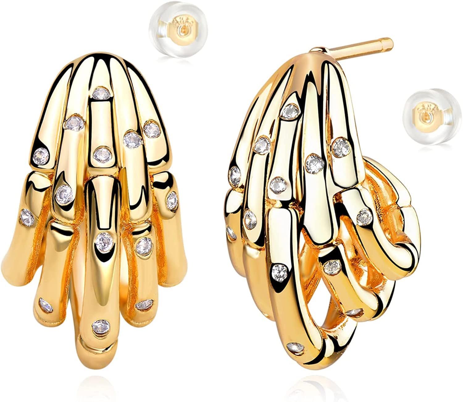 MYEARS Women Earrings Gold Open Hoop C Shape 14K Gold Filled Small Boho Beach Simple Delicate Handmade Hypoallergenic Illusion Jewelry Gift Split