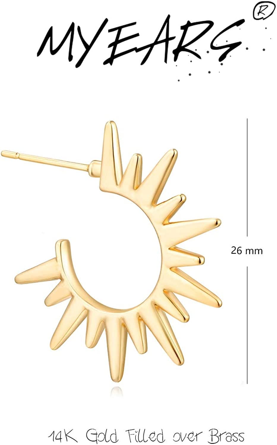 MYEARS Women Earrings Gold Open Hoop C Shape 14K Gold Filled Small Boho Beach Simple Delicate Handmade Hypoallergenic Illusion Jewelry Gift