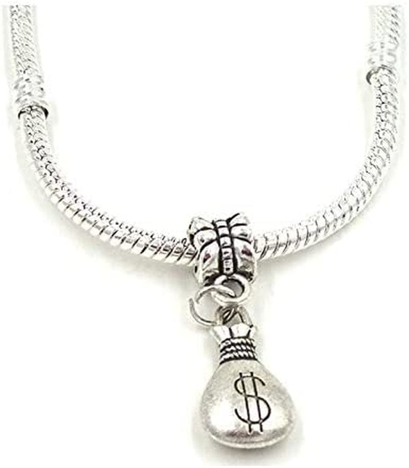 Mystart 100 Pieces Antique Silver Mini US Dollar Sign Money Bag Pendants Charms Craft Jewelry Accessories (1100#)