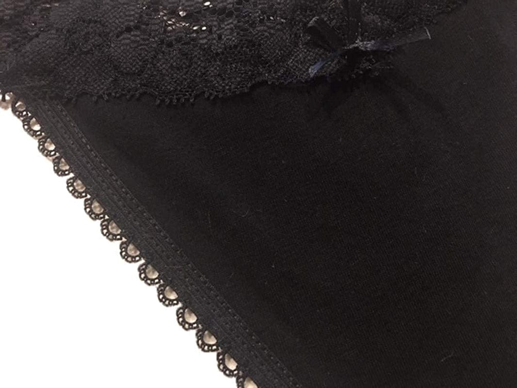 Nabtos Cotton Thong Lace Trim for Womens G String Underwear Black Multi Color Panties Pack of 6