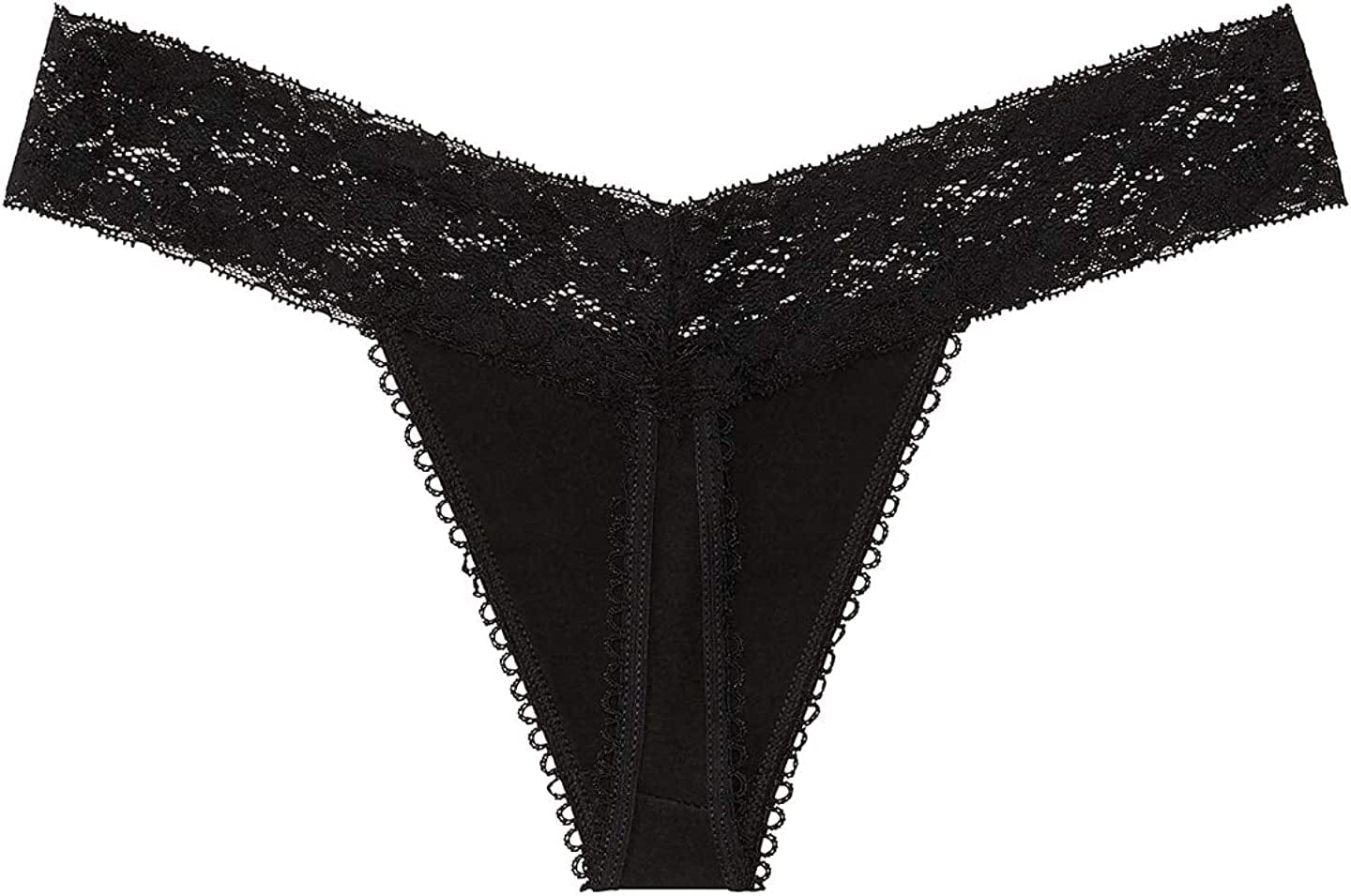 Nabtos Cotton Thong Lace Trim for Womens G String Underwear Black Multi Color Panties Pack of 6