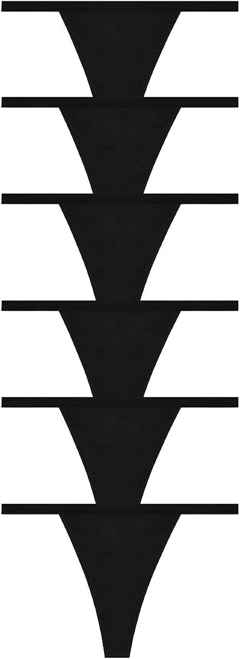 Nabtos Sexy Women'S Underwear Cotton Panties G String T-Back Thongs Lingerie (Pack of 6) Black / X-Large