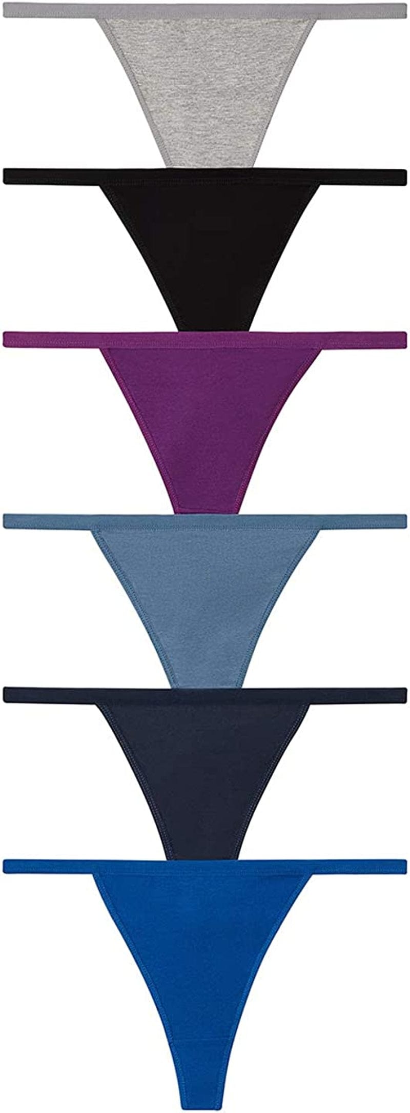 Nabtos Sexy Women'S Underwear Cotton Panties G String T-Back Thongs Lingerie (Pack of 6) Multicolor / Large