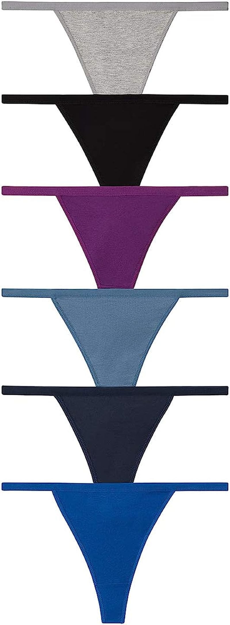 Nabtos Sexy Women'S Underwear Cotton Panties G String T-Back Thongs Lingerie (Pack of 6) Multicolor / X-Small