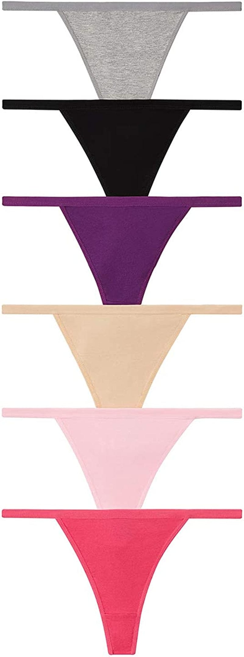 Nabtos Sexy Women'S Underwear Cotton Panties G String T-Back Thongs Lingerie (Pack of 6) 6 Multi Colors / Large