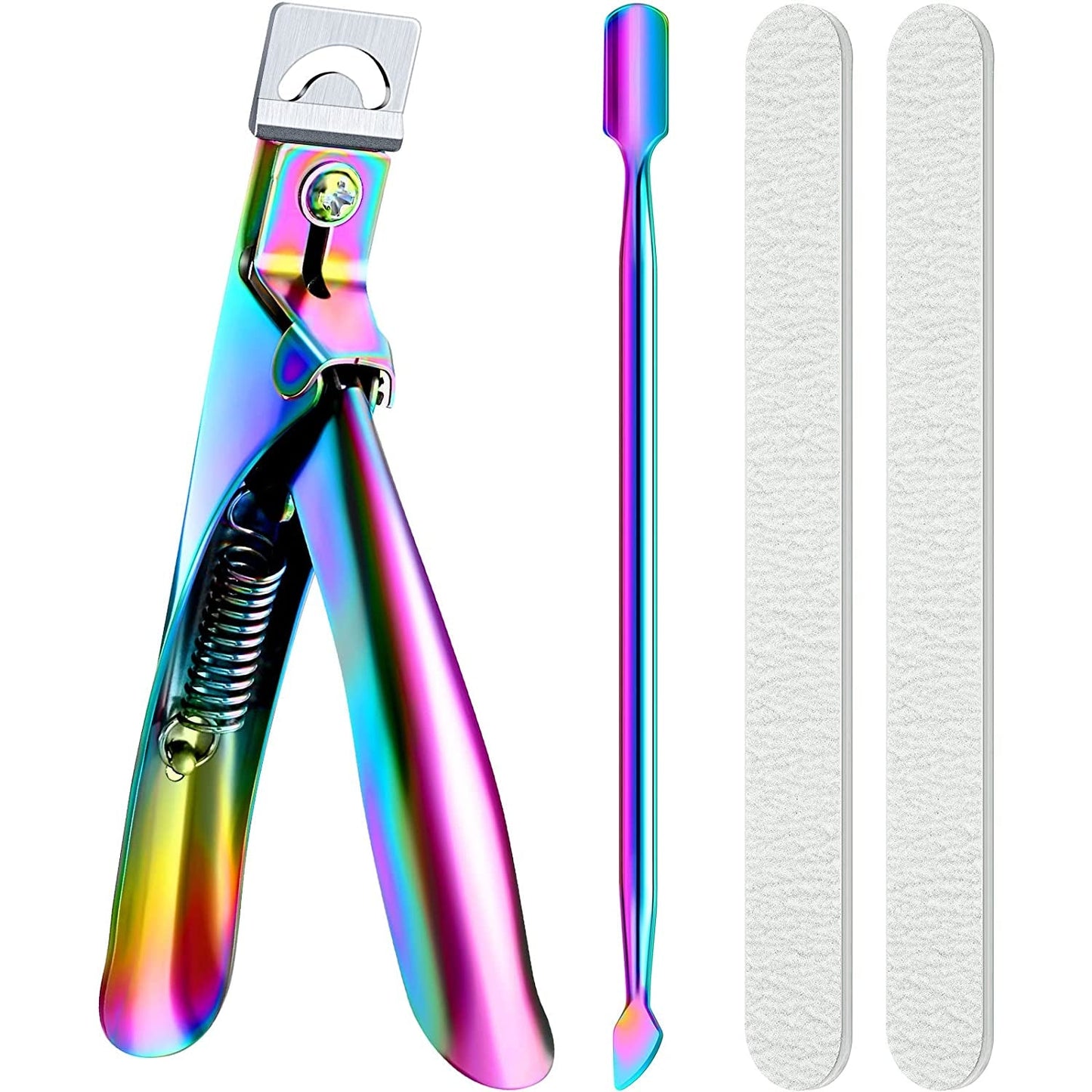 Nail Clipper for Acrylic Nails Nail Cutters Trimmer with Cuticle Pusher Spoon Nail Cleaner and 2 Pieces Nail Files Manicure Tools for Artificial Nail Health & Beauty > Personal Care > Cosmetics > Cosmetic Tools > Nail Tools Mudder Rainbow