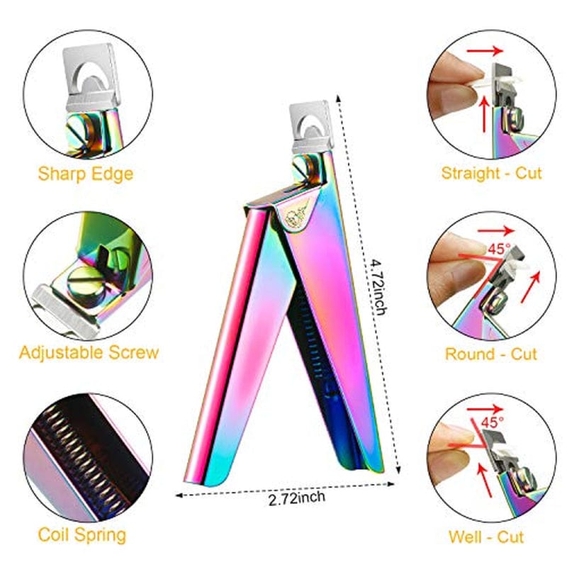 Nail Clippers for Acrylic Nails, Acrylic Nail Clipper, Nail Cutter, False Nail Tips Clipper Set, Stainless Steel Rainbow Color Nail Manicure Set for Salon Home Nail Art (Rainbow Color) Health & Beauty > Personal Care > Cosmetics > Cosmetic Tools > Nail Tools Mudder