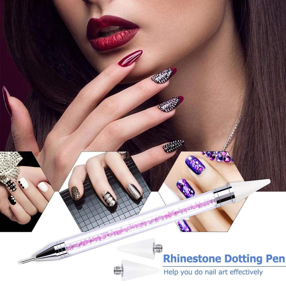 Nail Rhinestone Picker Dotting Tool with Extra 2 Wax Head, Dual-Ended DIY Nail Art Tool with Pink Acrylic Handle Health & Beauty > Personal Care > Cosmetics > Cosmetic Tools > Nail Tools HiMo